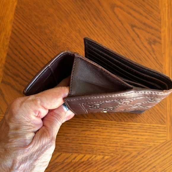 Guccissima French Flap Wallet Brown Leather Gold Hardware. Authentic - Picture 8 of 15